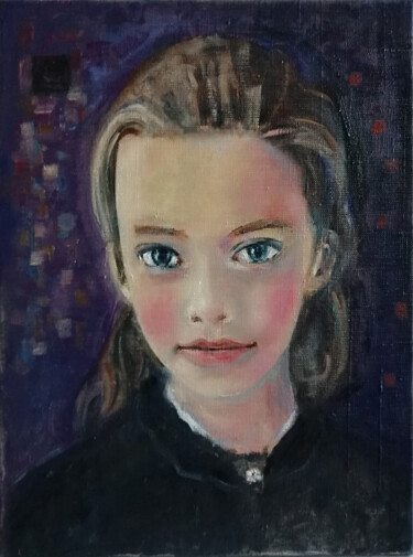 Schilderij getiteld "Портрет девочки (Эл…" door Igor Bondarenko, Origineel Kunstwerk, Olie