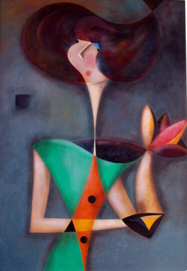Картина под названием "Цветок лотоса" - Игорь Бондаренко, Подлинное произведение искусства, Масло