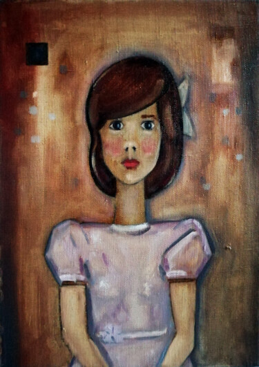 Painting titled "Портрет девочки" by Igor Bondarenko, Original Artwork, Oil