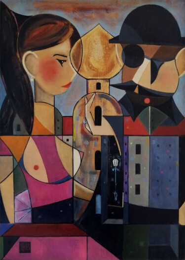 Pintura titulada "Неравный брак" por Igor Bondarenko, Obra de arte original, Oleo