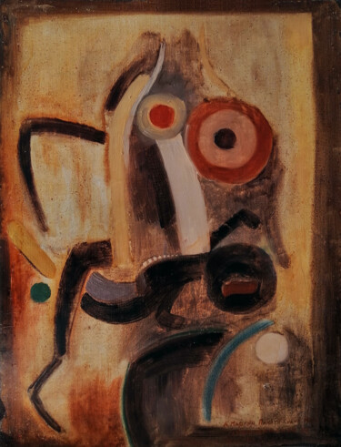 Картина под названием "Старуха, держащая н…" - Игорь Бондаренко, Подлинное произведение искусства, Масло