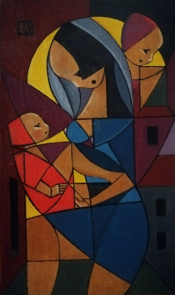Картина под названием "Материнство" - Игорь Бондаренко, Подлинное произведение искусства, Масло