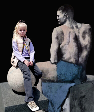 Photographie intitulée "Девочка на шаре" par Igor Bondarenko, Œuvre d'art originale, Photographie manipulée