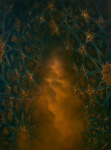 Painting titled "Desert And Stars" by Igor Eliseev, Original Artwork, Oil
