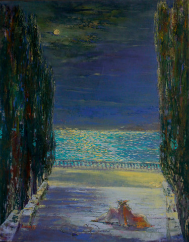 Картина под названием ""Луна и море" / "Mo…" - Igor Eliseev, Подлинное произведение искусства, Масло