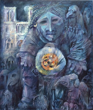 Painting titled "The seller of fried…" by Igor Filippov, Original Artwork, Oil