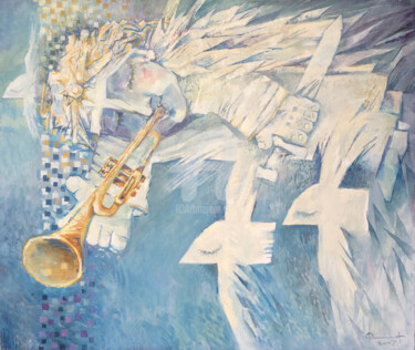 Painting titled "The TRUMPET" by Igor Filippov, Original Artwork, Oil
