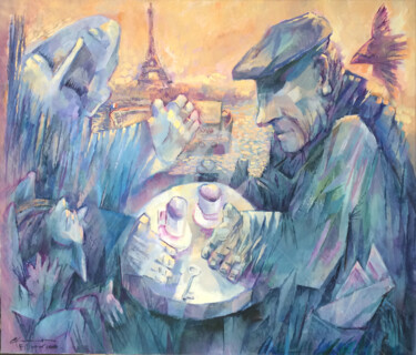 Peinture intitulée "The meeting in Paris" par Igor Filippov, Œuvre d'art originale, Huile
