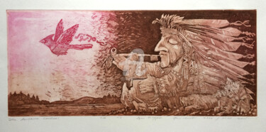 Gravures & estampes intitulée "L'indien" par Igor Filippov, Œuvre d'art originale, Eau-forte