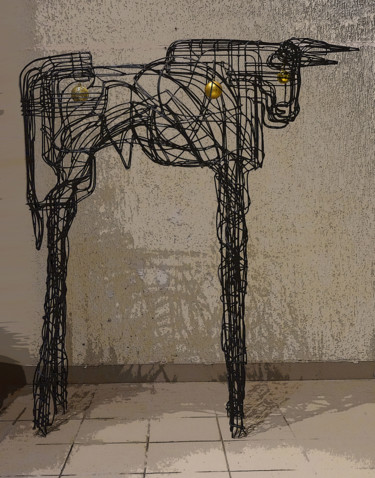 Sculpture titled "Bull" by Igor Grechanyk, Original Artwork, Metals