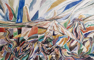 Картина под названием "Передвижение" - Игорь Храмов, Подлинное произведение искусства, Акварель