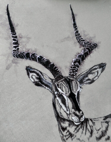 Pintura intitulada "African antelope Im…" por Igor Kashchenko, Obras de arte originais, Tinta
