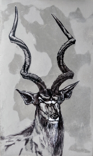 Desenho intitulada "African antelope Gr…" por Igor Kashchenko, Obras de arte originais, Tinta
