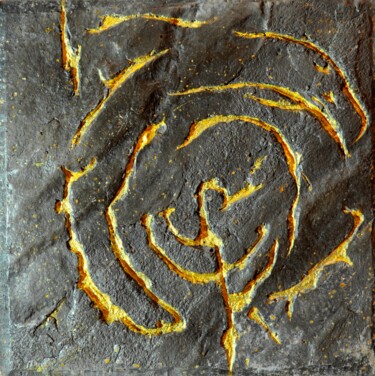 Scultura intitolato "Petroglyph on stone…" da Igor Kashchenko, Opera d'arte originale, Acrilico