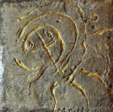Sculpture titled "Petroglyph drawing…" by Igor Kashchenko, Original Artwork, Acrylic