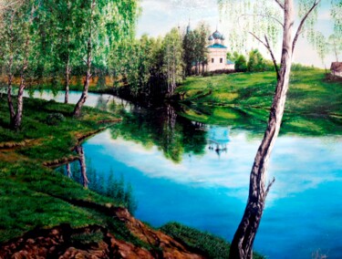 Painting titled "Quiet outskirts" by Igor Kashchenko, Original Artwork, Oil