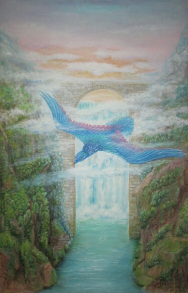 Pintura intitulada "Синяя птица" por Igor Kon, Obras de arte originais, Óleo