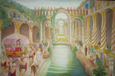 Schilderij getiteld "Ушедшие цивилизации" door Igor Kon, Origineel Kunstwerk, Olie