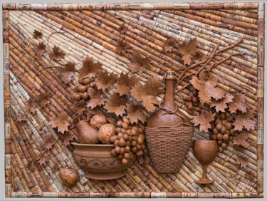 Sculpture titled "Wine and fruits" by Igor Kopachevsky, Original Artwork, Wood