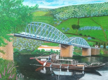 Painting titled "river Douro Portugal" by Igor Kryzhanovskyy, Original Artwork, Acrylic