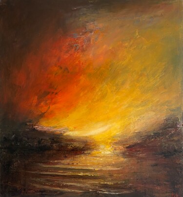 Pittura intitolato "sunset on the river" da Igor Kuzmenko, Opera d'arte originale, Acrilico