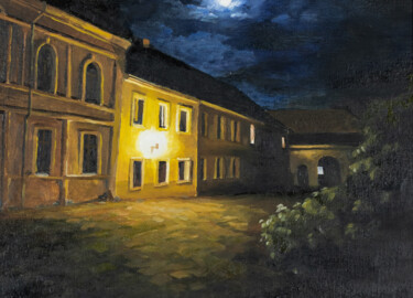 Painting titled "Ночь в старом городе" by Igor Makeev, Original Artwork, Oil