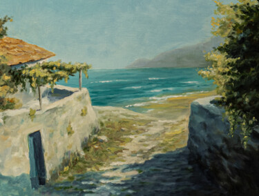 Pittura intitolato "Old house by the sea" da Igor Makeev, Opera d'arte originale, Olio