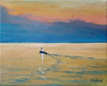 Painting titled "Fishing boat in Cro…" by Igor Makeev, Original Artwork, Oil