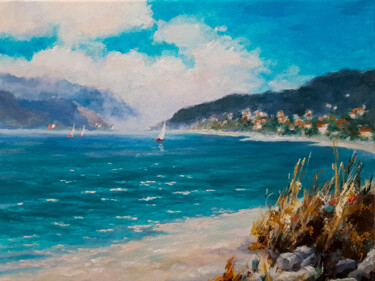 Painting titled "Summer day at sea" by Igor Makeev, Original Artwork, Oil