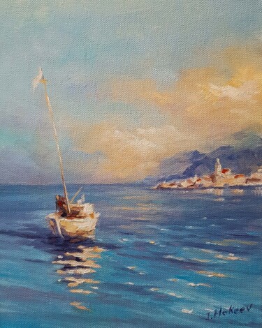 Painting titled "Morning by the sea" by Igor Makeev, Original Artwork, Oil