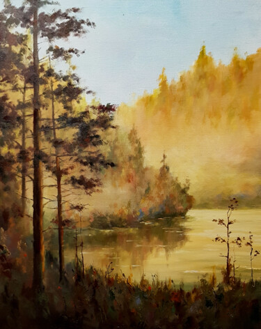 Malarstwo zatytułowany „Autumn landscape” autorstwa Igor Makeev, Oryginalna praca, Olej