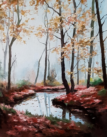 Painting titled "Forest" by Igor Makeev, Original Artwork, Oil