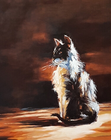 Pittura intitolato "Cat portrait" da Igor Makeev, Opera d'arte originale, Olio