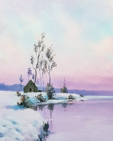 Pittura intitolato "Winter landscape" da Igor Makeev, Opera d'arte originale, Olio