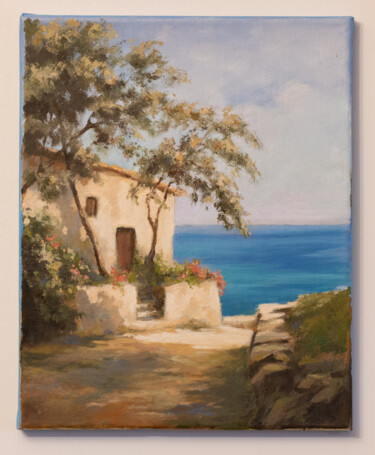 Painting titled "House by the sea" by Igor Makeev, Original Artwork, Oil