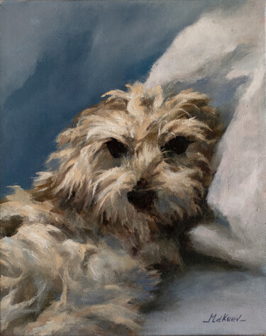 Painting titled "My dog" by Igor Makeev, Original Artwork, Oil