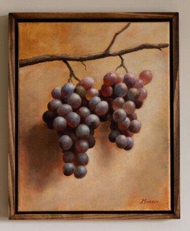Painting titled "pink grapes" by Igor Makeev, Original Artwork, Oil