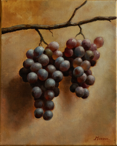 Painting titled "pink grapes" by Igor Makeev, Original Artwork, Oil