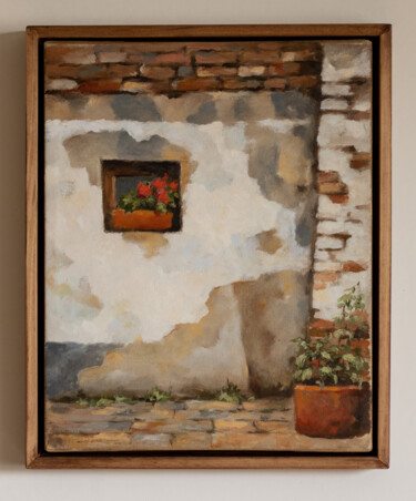 Malerei mit dem Titel "View of the wall of…" von Igor Makeev, Original-Kunstwerk, Öl