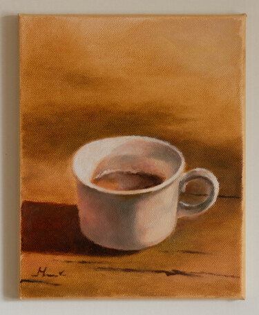 Painting titled "My morning coffee" by Igor Makeev, Original Artwork, Oil