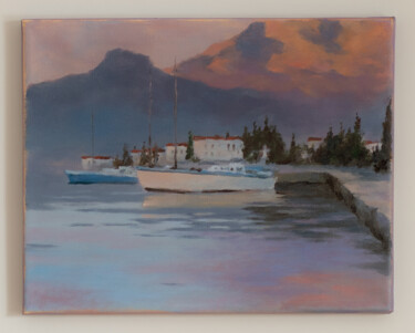 Peinture intitulée "Town by the sea. Ea…" par Igor Makeev, Œuvre d'art originale, Huile