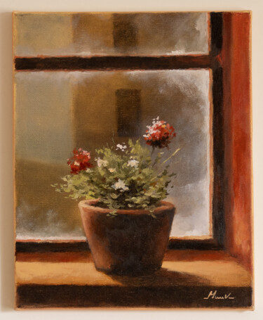Malerei mit dem Titel "Flowers by the wind…" von Igor Makeev, Original-Kunstwerk, Öl