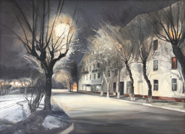 Картина под названием "Ночной фонарь" - Игорь Машин, Подлинное произведение искусства, Масло