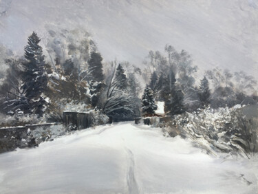 Картина под названием "Зимний день в декаб…" - Игорь Машин, Подлинное произведение искусства, Масло Установлен на Другая жес…