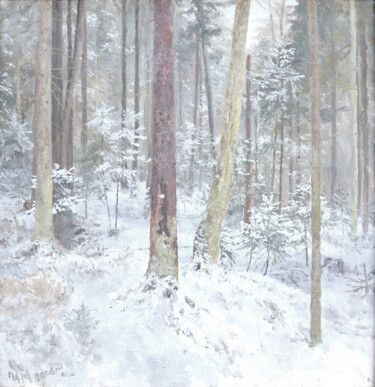 제목이 "Зимний день"인 미술작품 Игорь Машин로, 원작, 기름 나무 들것 프레임에 장착됨