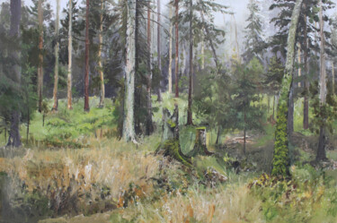 Painting titled "Дремучий лес" by Igor Masin, Original Artwork, Oil Mounted on Other rigid panel