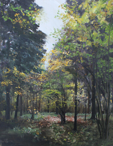 Peinture intitulée "Лесной орешник" par Igor Masin, Œuvre d'art originale, Huile Monté sur Autre panneau rigide