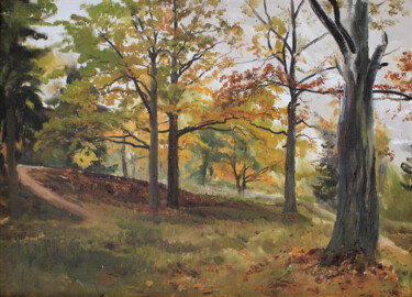 Pintura titulada "Осенние дубы в Греб…" por Igor Masin, Obra de arte original, Oleo Montado en Otro panel rígido