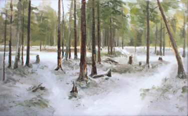 Peinture intitulée "В зимней сказке" par Igor Masin, Œuvre d'art originale, Huile Monté sur Autre panneau rigide