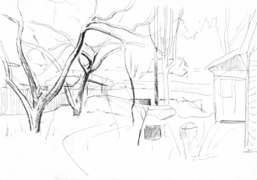 Рисунок под названием "Зимний сад 4" - Игорь Машин, Подлинное произведение искусства, Гелевая ручка